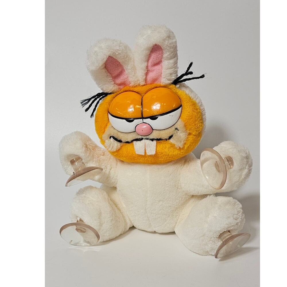 Vintage Dakin Garfield Easter Bunny Window Clinger Plush, 1978/1981